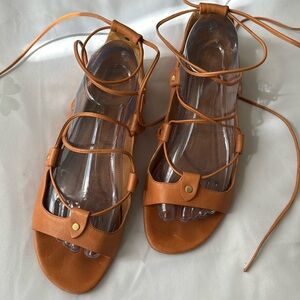 Isabel Marant Alisa Leather Lace-Up Sandals in Tan Amber Size EUR 39